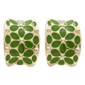 Green Floral Enamel C Hoop Earrings Fashion Earrings view 5