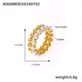 Pearl Circle Pendant Necklace And Bead Band Rings Gold Steel view 7
