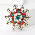 Red Green And White Crystal Snowflake Brooch Decorative Lapel Pin view 6