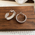Textured Round Hoop Earrings in Gold and Silver Tone view 7