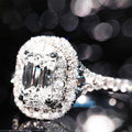 Silver Tone Rectangular Double Halo Statement Ring view 3