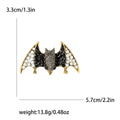 Wide Wing Crystal Bat Brooch in Green or Black Stone Colorways view 7