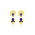 Gold Egyptian Headdress Skull Blue Red Green Stud Earrings view 5
