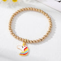 Gold Tone Beaded Smiley Butterfly Unicorn and Rainbow Bracelets view 8