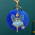Jeweled Star Fairy Keychains with Round Faux Fur Pom Poms view 6