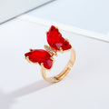Gold Tone Butterfly Crystal Adjustable Open Rings in Ten Colors view 9