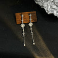 Silver Tone Star Heart and Long Chain Tassel Earrings view 1