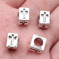 9x9x7mm 2.2g Multicolor Zinc Alloy Square Cross Large Hole Beads for Bracelet DIY Jewelry Making