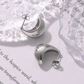 Hollow Crescent Moon Stud Earrings Gold And Steel Tone view 4