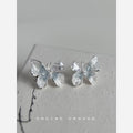 Silver Tone Clear Gradient Butterfly Stud Earrings For Women view 1
