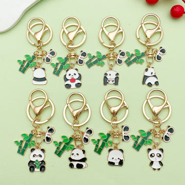 Panda Bamboo and Apple Charm Keychains in Twelve Styles