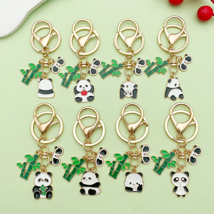 Panda Charm Keychains Featuring White Apple Across 45 Pictured Variations