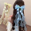 Organza Flower Bow Duckbill Hair Clips Pearl Streams view 2