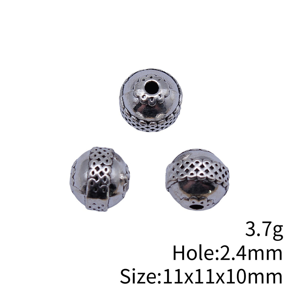 11x11x10mm 3.7g Antique Silver Zinc Alloy Spherical Pattern Spacer Beads for DIY Bracelet Jewelry Making
