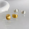 Brushed Gold And Silver Tone Rounded Square Stud Earrings In Two Colors view 3
