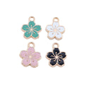 Gold Tone Five Petal Flower Enamel Charms in Four Colors view 5