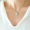 Geometric Brushed Octagon Pendant Necklace Gold Silver Tone view 7