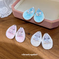 Pastel Teardrop Stud Earrings in Three Colors with Decorative Details view 3