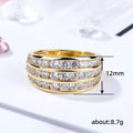 Triple-Row Round Clear Stone Wide Band Ring In Gold Tone view 5