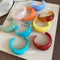 Wide Marbled Resin Open Cuff Bangle Bracelet 10 Colors view 2