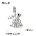 Pave Crystal Rabbit Brooch Sitting Pose Gold and Silver view 6