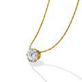 Gold Single Round Zircon Solitaire Pendant Necklace view 5