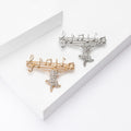 Music Staff Cat Rhinestone Brooch Gold Silver Tone Pin view 3