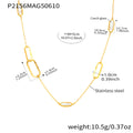 Long Gold Link Chain Necklace Czech Glass Oval Stations view 11