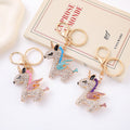 Rhinestone Winged Unicorn Keychains Clear Body 3 Mane Colors view 2