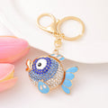 Round Rhinestone Goldfish Keychain Gold Clasp Two Colors view 6