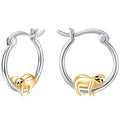 Two-Tone Sloth Hoop Earrings Silver Hoop Gold Figure view 3