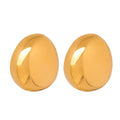 Polished Oval Dome Stud Earrings Gold Steel Finish view 5
