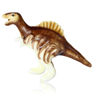 Enamel Dinosaur Brooch with Polished Metal and Decorative Accents