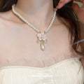 Pink Floral Pearl Teardrop Earrings For Women Jewelry view 4