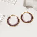 Gold Hoop Earrings with Multicolor Bead Wrapped Fronts view 8