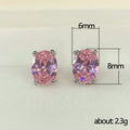 Oval Solitaire Stud Earrings In Ten Bright Stone Colors view 5