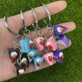 Three Charm Strawberry Layer Cake Split Ring Keychains in Five Colors view 3