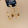 Gold Tiger Eye Star Hoops And Drop Stud Earrings Pair view 6