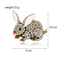 Gold Tone Silver Tone Rabbit Crystal Enamel Metal Brooch Pin view 2