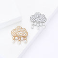 Cloud Rhinestone Brooch with Faux Pearl Drops Decorative Lapel Pin view 1