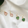 Gold Tone Glitter Heart Drop Earrings in Six Bright Colors view 3