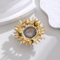 Gold Tone Sunflower Crystal Metal Brooch Pin for Jackets and Lapels view 3