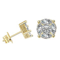 Gold Four-Stone Round Cluster Clear CZ Stud Earrings view 2