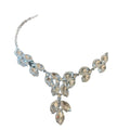 Blue Crystal Floral Necklace and Stud Earring Set With Metal Details view 5
