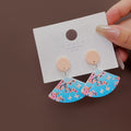 Acrylic Fan Drop Earrings Landscape Cherry Blossom Styles view 2