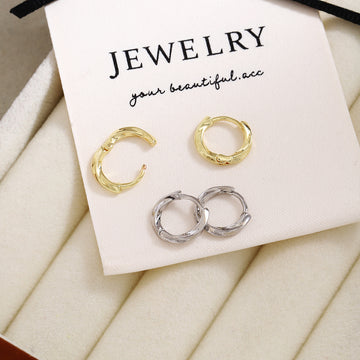 Gold and Silver Molten Look Compact Open Hoop Earrings
