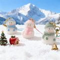 Flocked Snowman Phone Cord Charms Blue Pink Green Styles view 2
