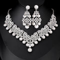 Black Silver Tone Red Crystal Garland Crystal Seven Designs Metal Necklace and Earring Set view 6