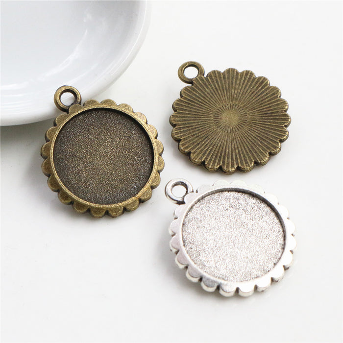 Fluted Round Pendant Bezel Settings in Two Antique Finishes