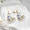 Gold Butterfly Resin Dried Flower Drop Earrings Four view 4